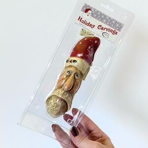 NEW Vintage Holiday Carvings by T.O.D.D.s Rustic Folk Art Santa Ornament – 7.5”